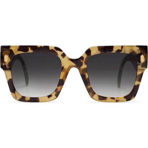 Women's Yellow Luxury Large Vintage Oversized Square Eyes Protecting Sunglasses - Picture 1 of 6